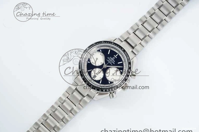 0403 Speedmaster Racing Master SS HKF Best Edition Black White Dial on SS Bracelet A Upgraded 7807